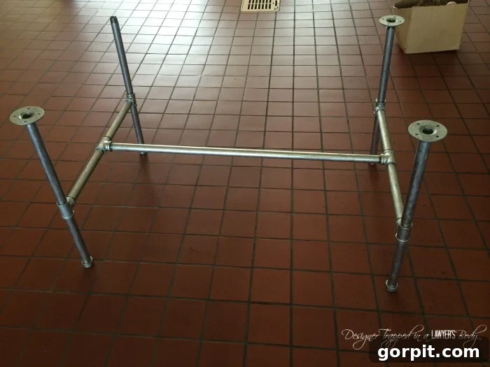 Industrial Pipe Table Build 4 Assembling the DIY Pipe Table legs and base structure