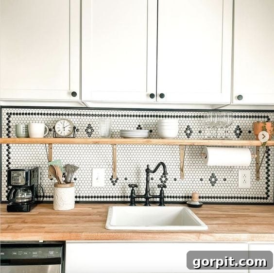 DIY penny tile backsplash
