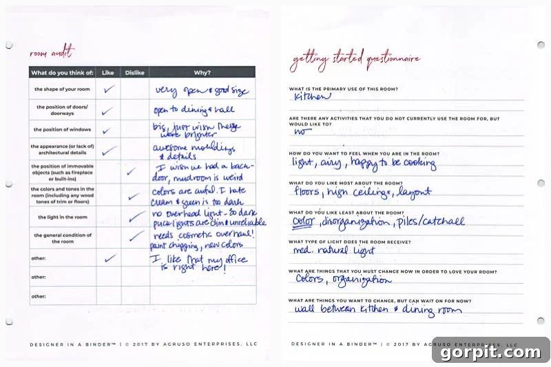 Small Budget Big Impact DIY Kitchen Transformation 8 A photo of "Designer in a Binder" planning sheets used to create a budget-friendly kitchen makeover.