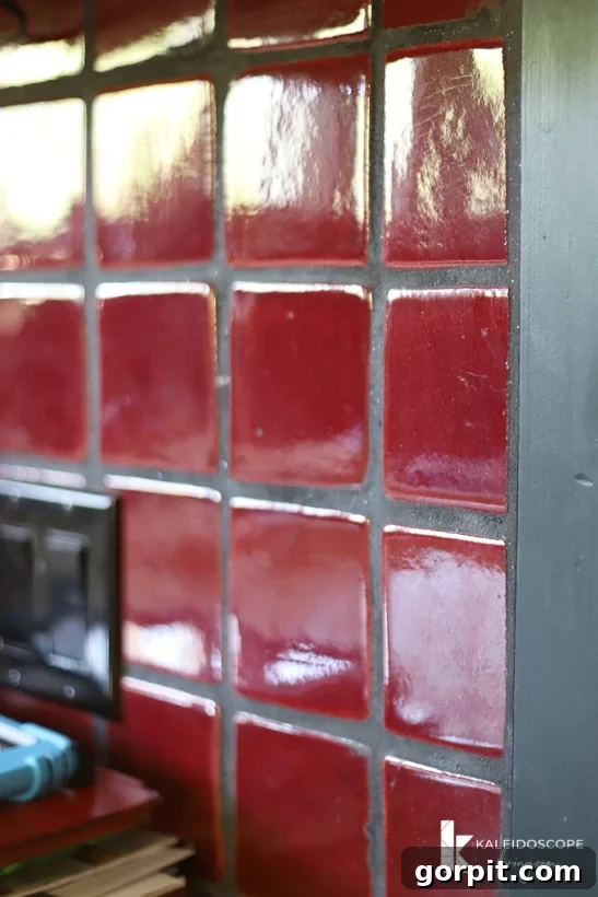 Transform Your Backsplash: 5 Easy Painting Steps 6 glossy red ceramic backsplash before painting tile backsplash