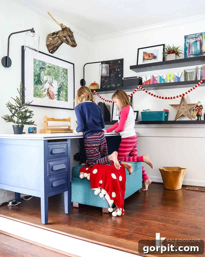 A Christmas Kaleidoscope Home Tour 19 colorful christmas decor in kids' play area