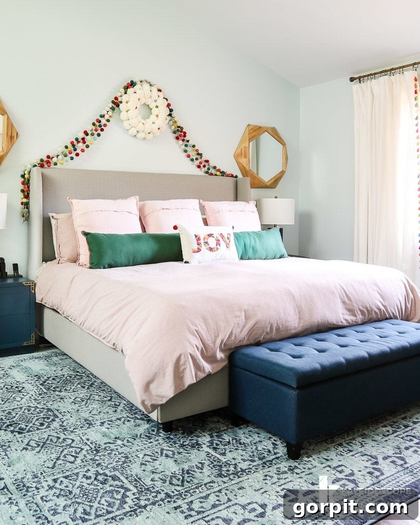 A Christmas Kaleidoscope Home Tour 22 master bedroom decorated for christmas