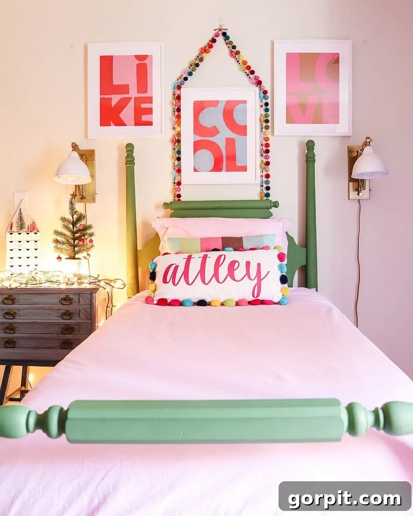 A Christmas Kaleidoscope Home Tour 29 kids bedroom with christmas decorations