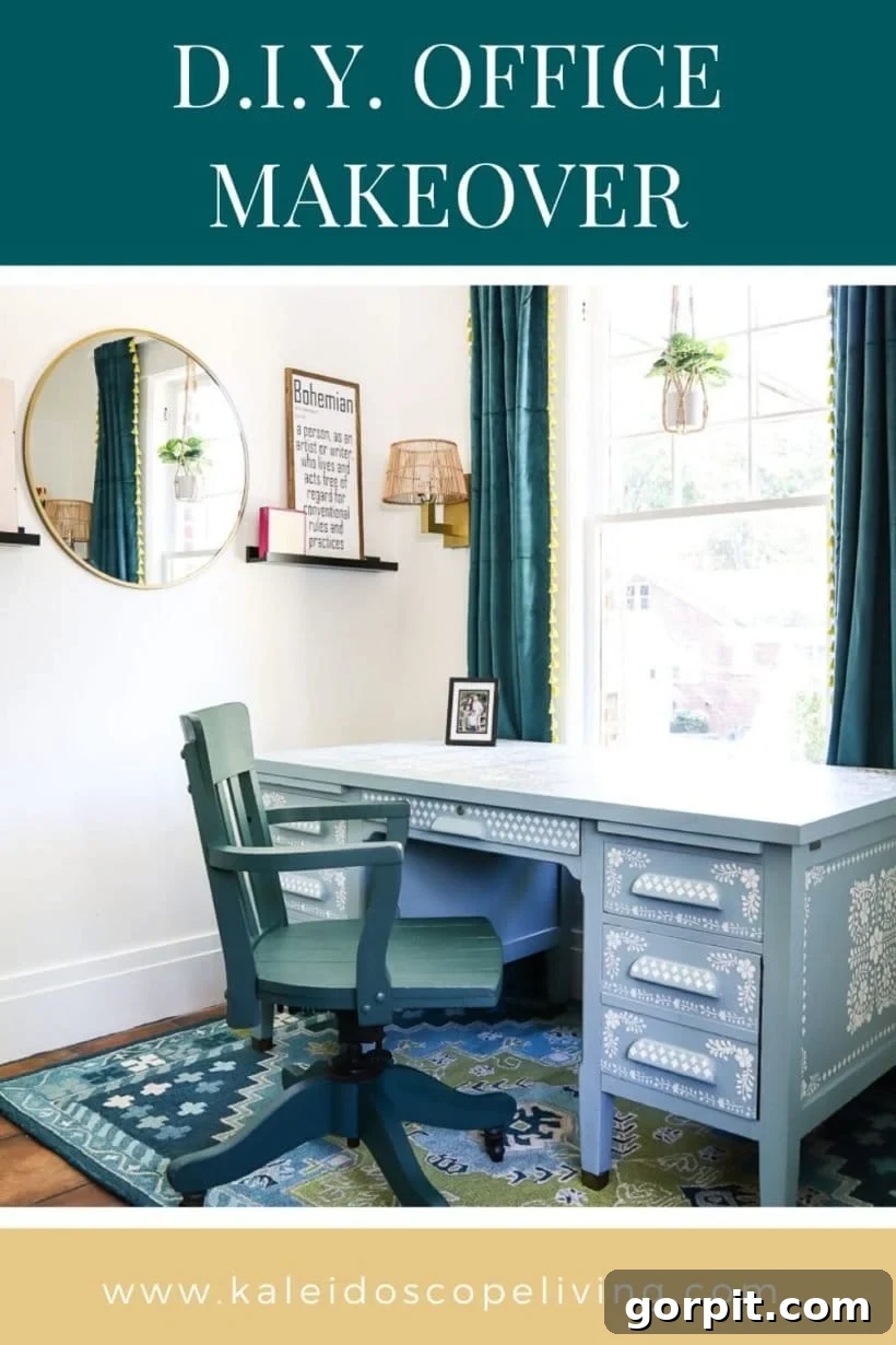 Stunning DIY office makeover reveal with colorful decor