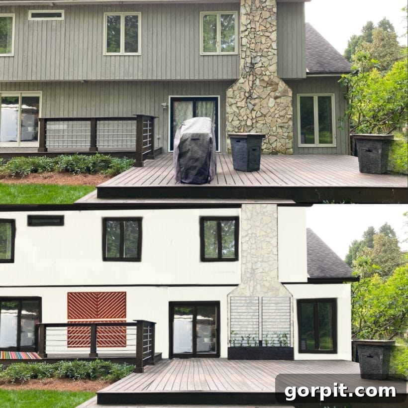 Digitally enhanced image showing a house with a fresh exterior paint job