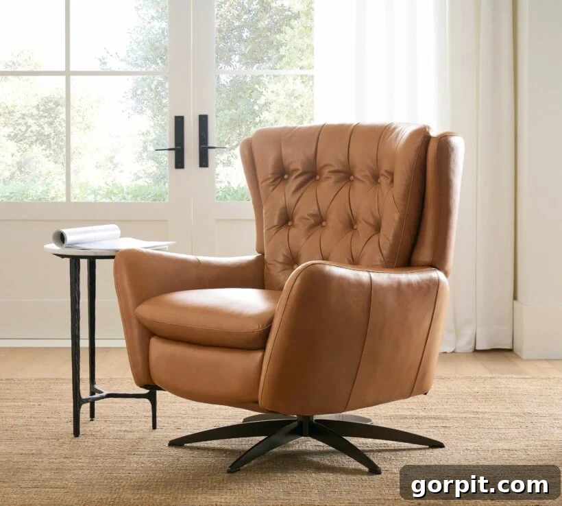 tufted wingback leather recliner chair