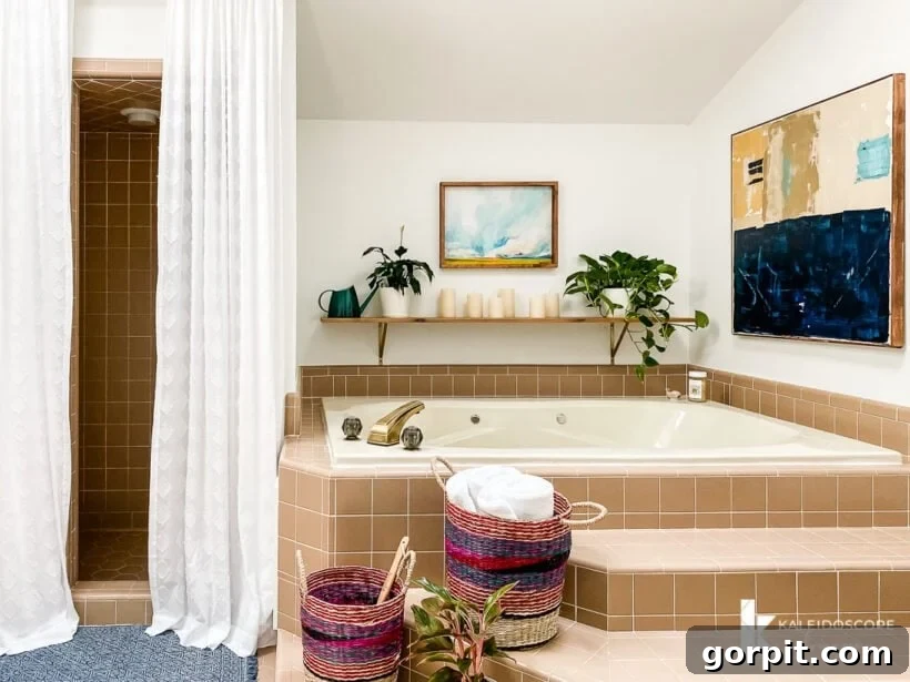 Dream Master Bath on a Budget Revealed 14 master bathroom makeover with original tile and updated decor