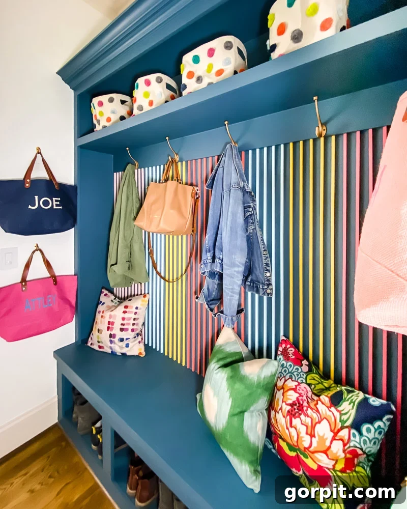 colorful mudroom and laundry room