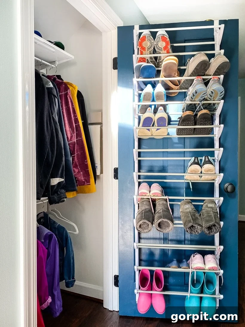 Empty coat closet ready for a new organization system installation