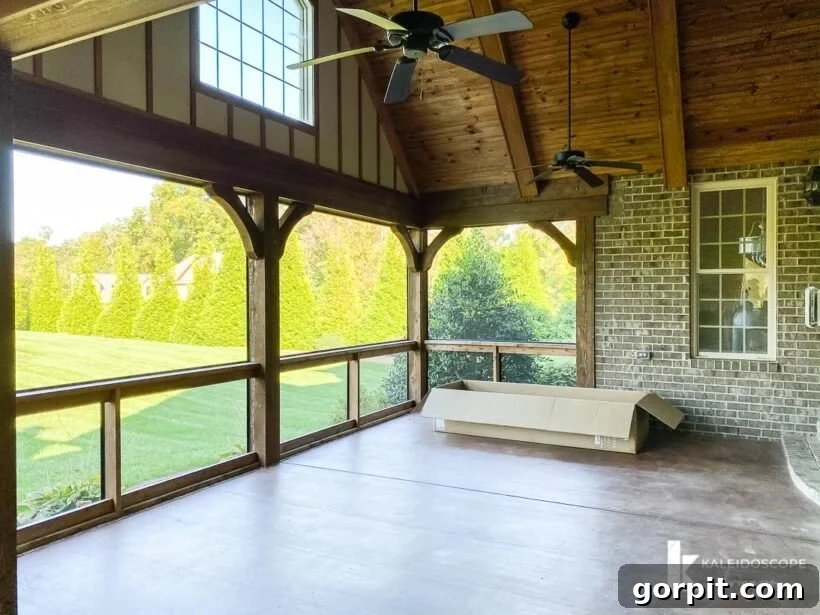 Our New House: The Starting Point Tour Part 1 20 Wide shot of the screened-in porch, showing its generous size and potential for outdoor living.