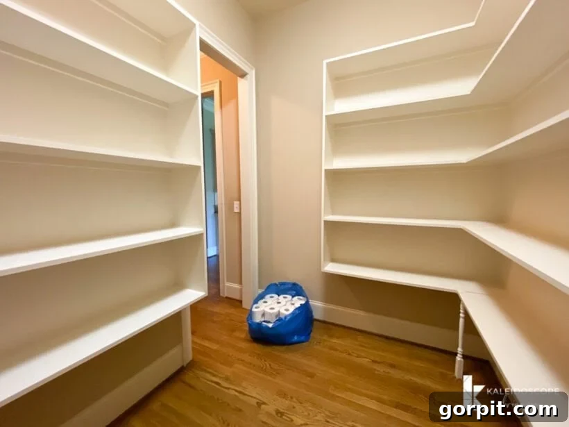 Our New House: The Starting Point Tour Part 1 22 Large, empty walk-in pantry with ample shelving, ready for organization.