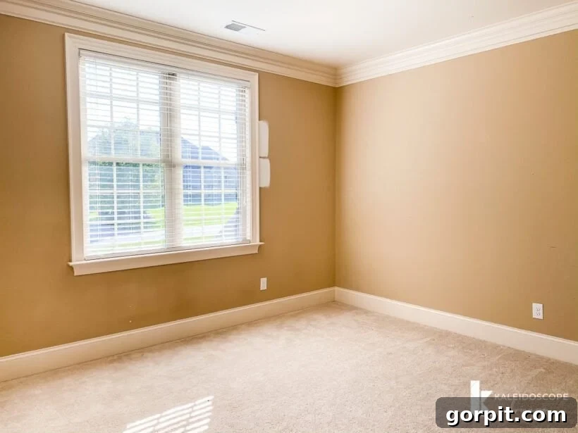 Bright home office before decoration, showcasing abundant natural light.