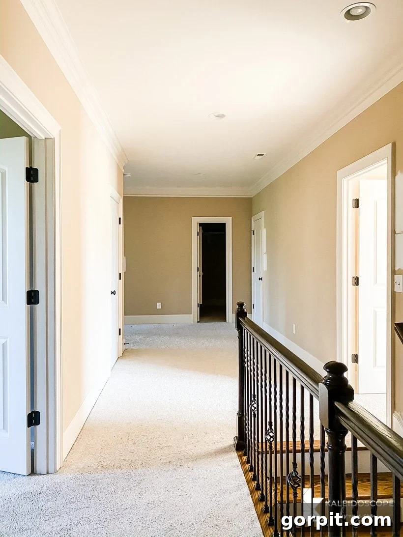 View of the top of the stairs and landing area before updates.