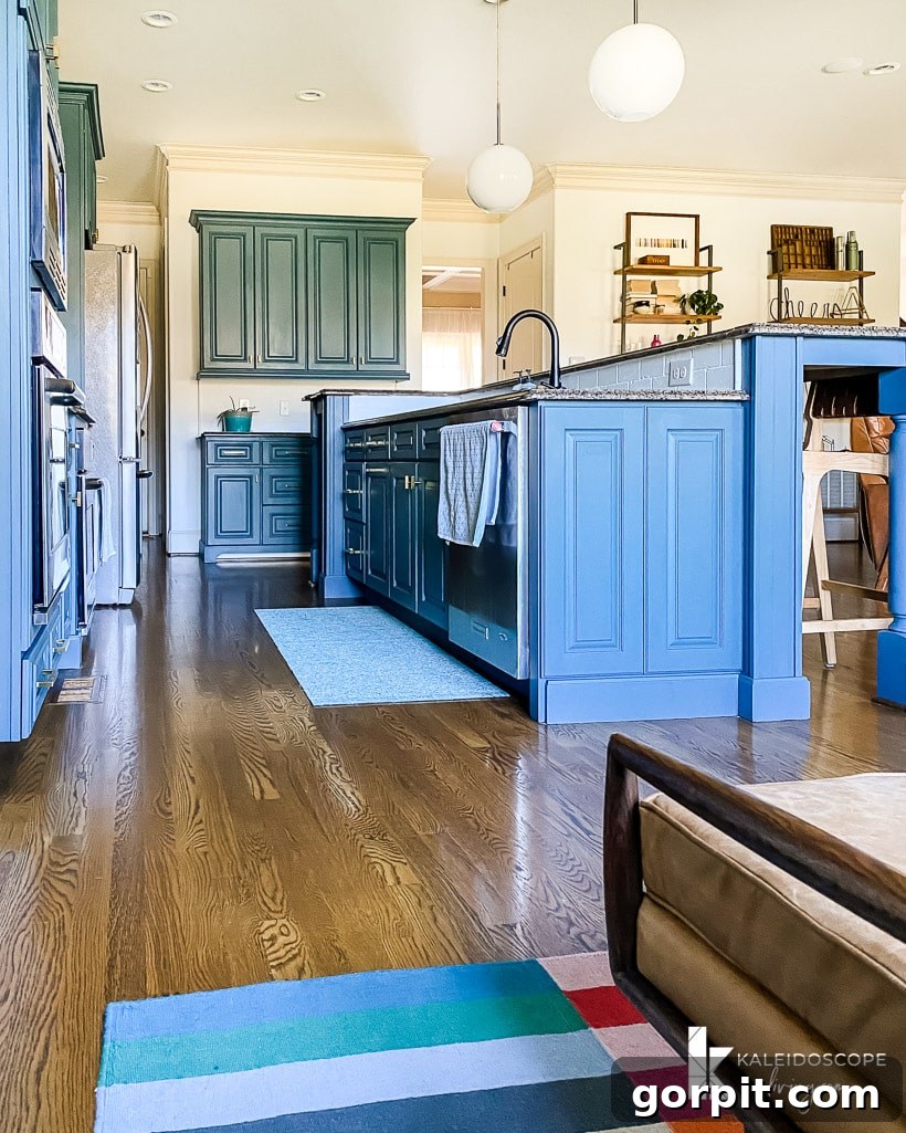 budget-friendly kitchen makeover with painted cabinets and painted tile backsplash