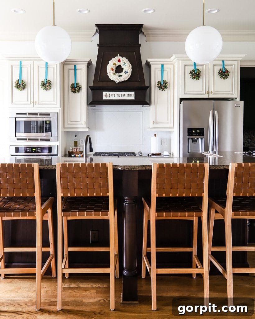 painted tile backsplash in kitchen