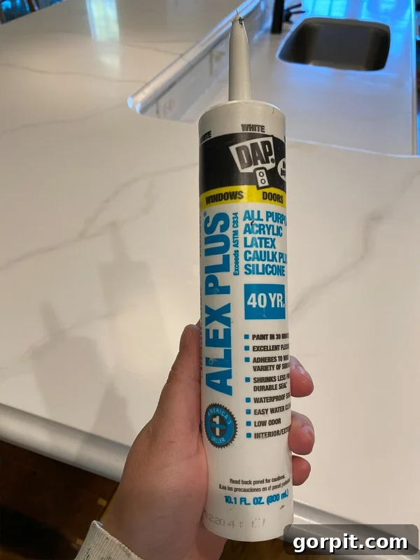 DAP Alex Plus caulk by Tasha Agruso of Kaleidoscope Living