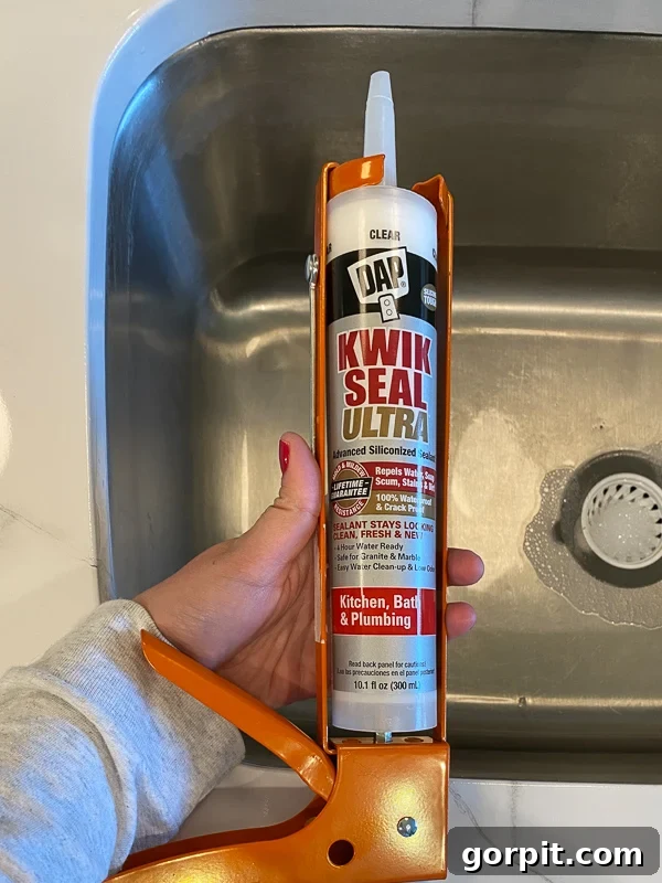 DAP Kwik Seal Ultra caulk by Tasha Agruso of Kaleidoscope Living