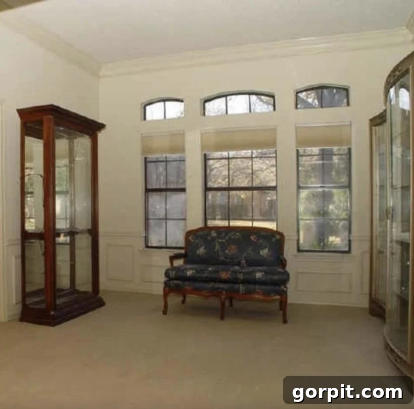 Before: Standard dining room with neutral tones, lacking distinctive style or color.