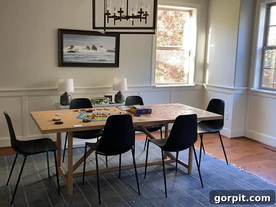 Before: Traditional dining room with existing furniture and a somewhat dated ambiance.