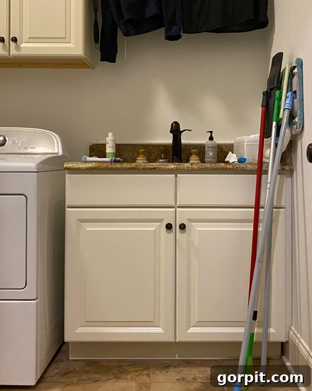 outdated sink cabinet before makeover