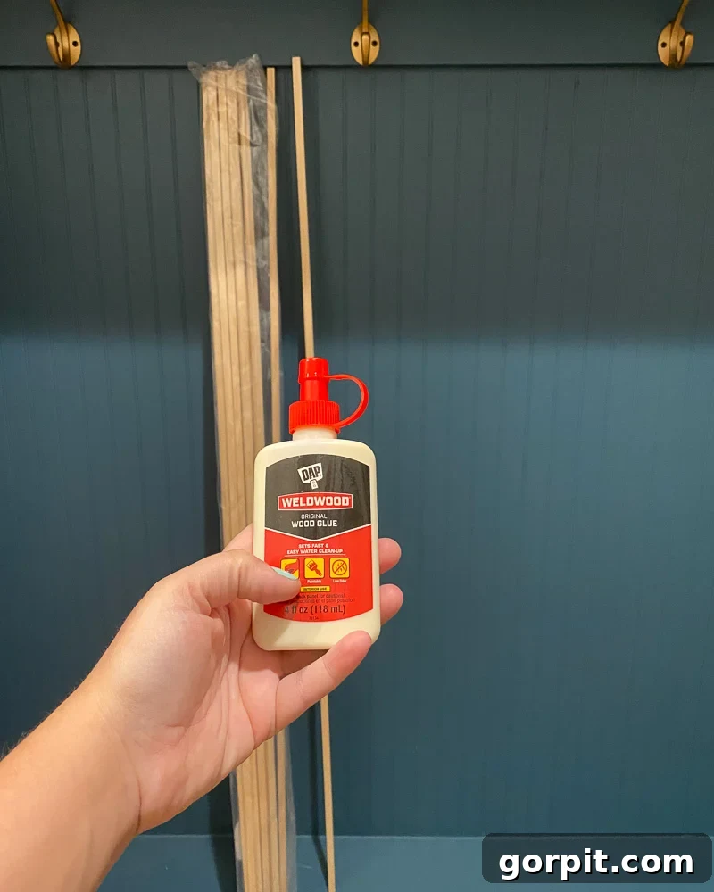 installation of DIY wood slat wall