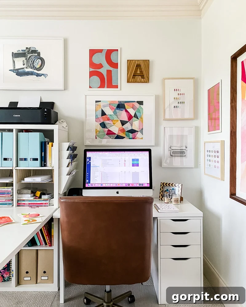 Harmonious Hues: A Journey Through Our Vibrant Art Collection 15 bright office gallery wall