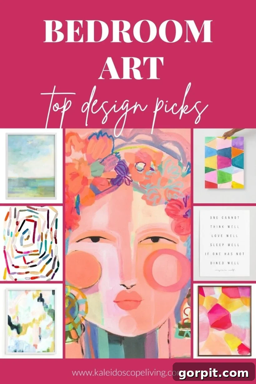 Designer-Approved Bedroom Wall Art Ideas 2 A beautifully styled bedroom featuring vibrant and calming wall art above the bed, creating a peaceful retreat.