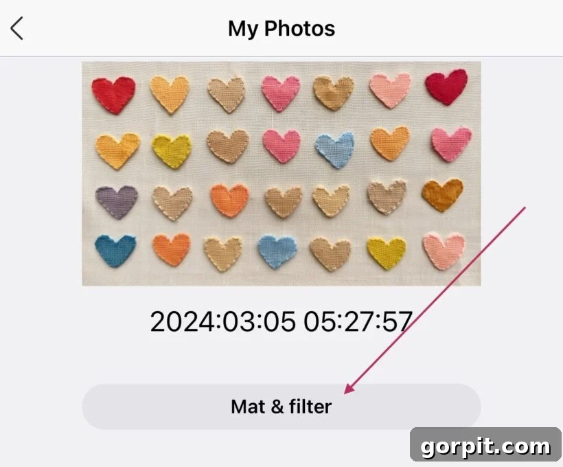 Transform Your Smart TV Into a Personalized Art Gallery 8 screenshot showing "Mat and filter" options in Samsung Smart Things App when using ambient mode to display art on TV