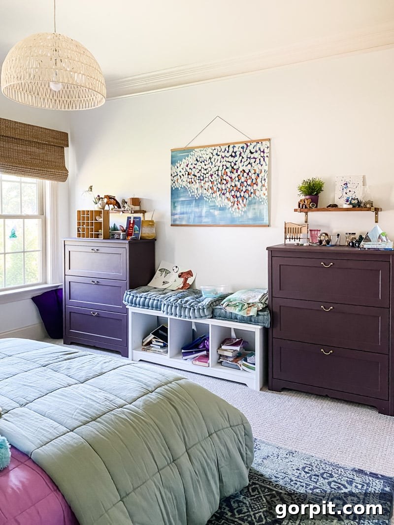 Avery's Mid-Century Modern Bedroom Transformation 4 girl's purple and blue bedroom