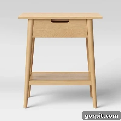 light brown nightstand with drawer