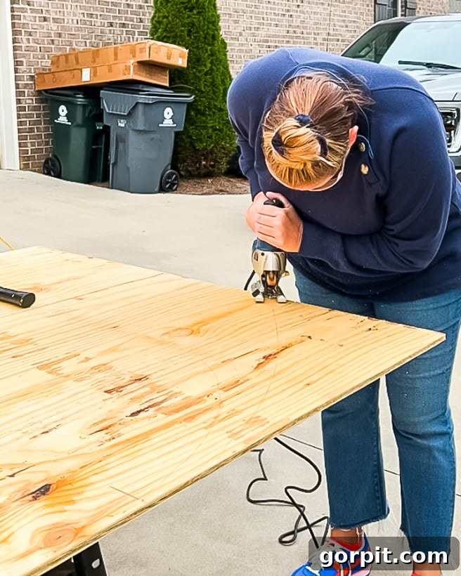 Personalized Message Headboard: Build Your Own 4 Cutting the headboard shape out of plywood with a jigsaw