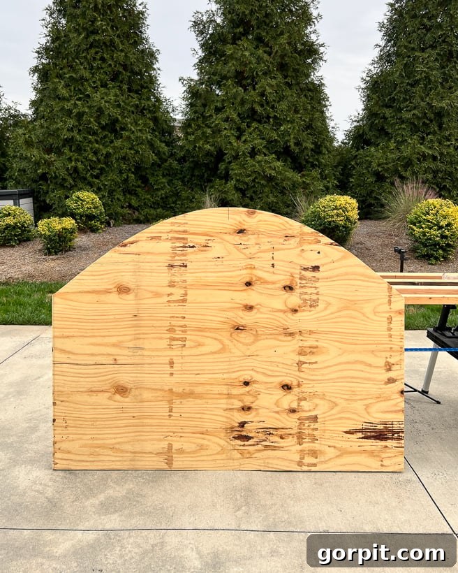 Personalized Message Headboard: Build Your Own 5 Arched headboard shape cut out of plywood, ready for sanding