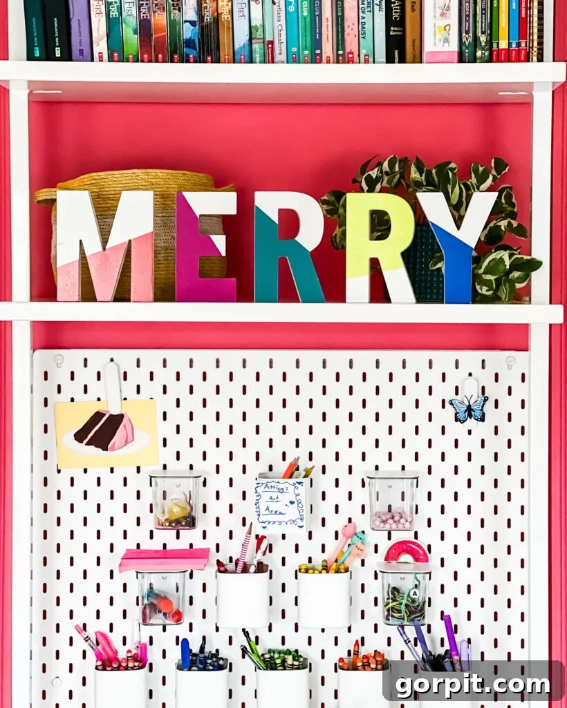Vibrant Wonderland: Our 2021 Christmas Home Tour Part 2 11 Detailed shot of Attley's colorful Christmas room decor