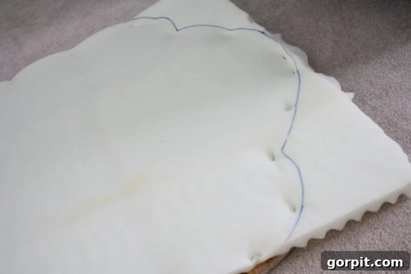 DIY Upholstered Headboard You Can Make This Afternoon 7 Attaching egg crate foam to the DIY headboard base