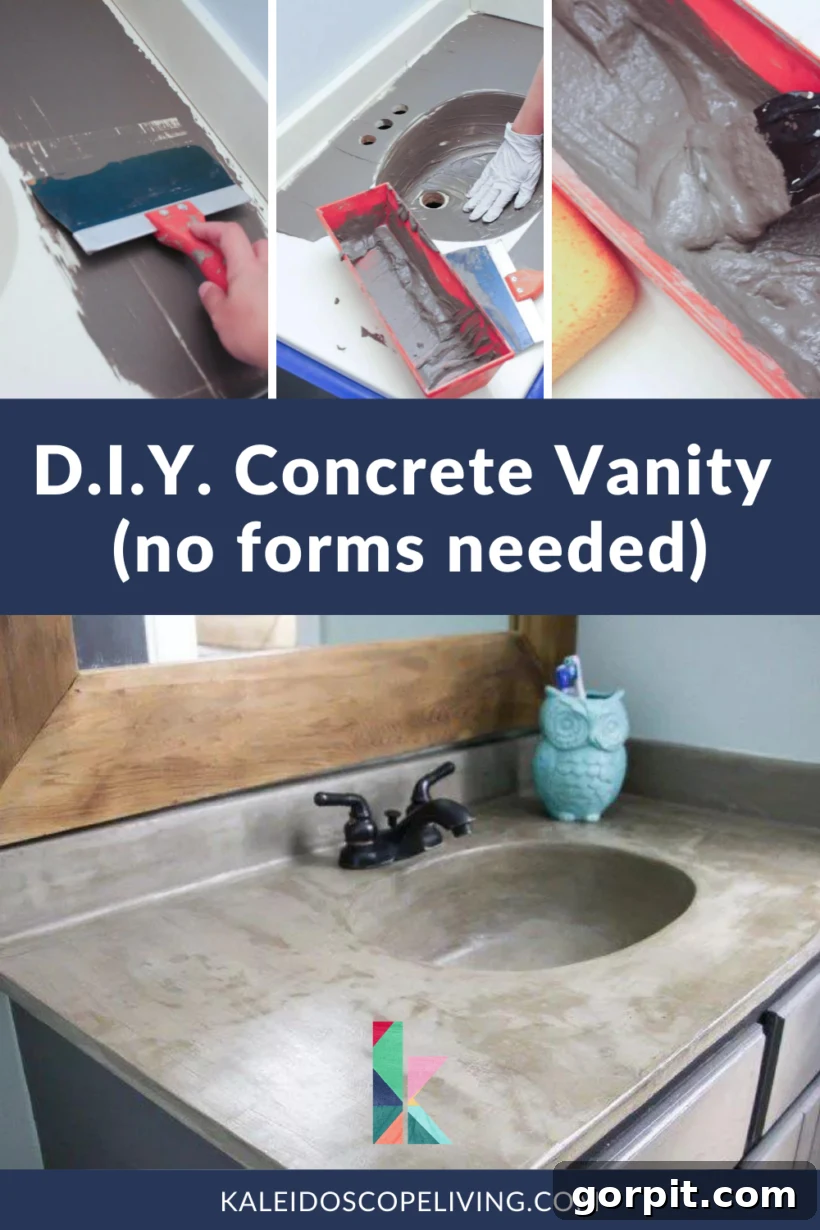 Photo of DIY concrete vanity and sink with a new faucet