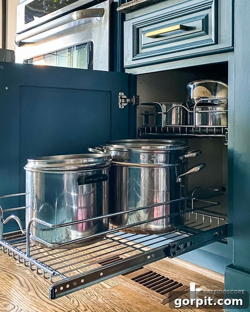 Clearly organized kitchen cabinets, showcasing neatly stacked dishes and food containers.