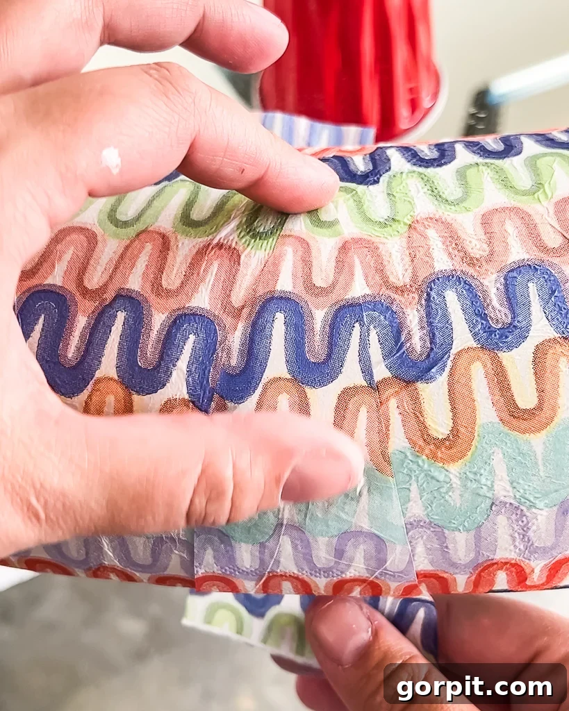 Applying small decoupage patches to fill gaps in the design