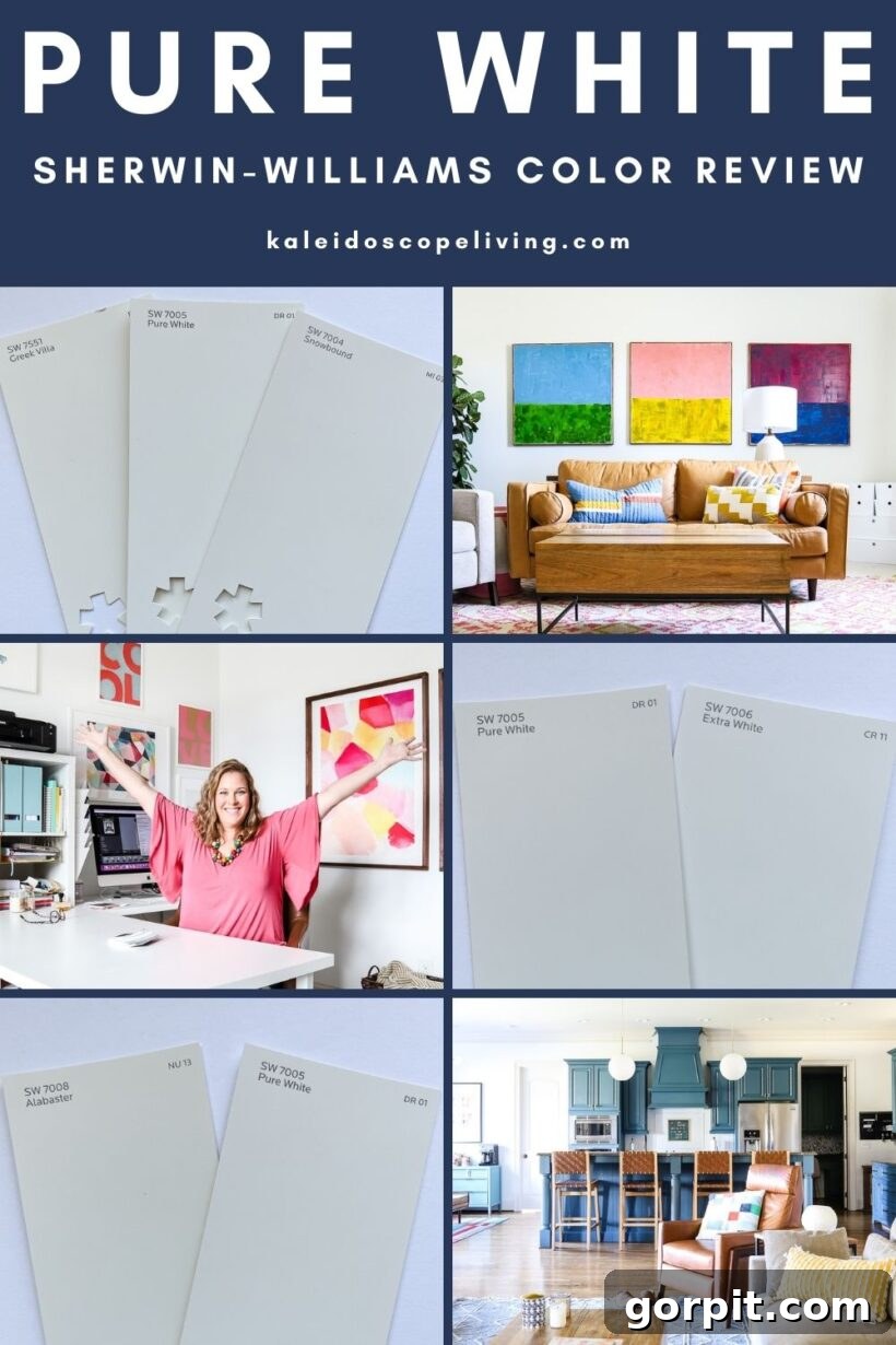 Sherwin-Williams Pure White paint on a wall with decor