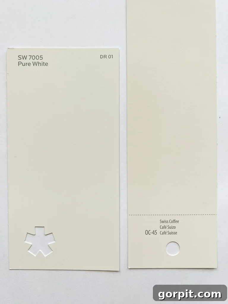 SW Pure White vs. Benjamin Moore Swiss Coffee