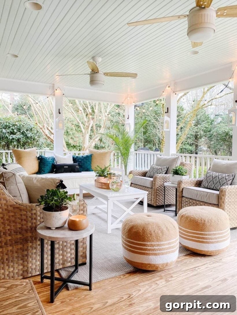 Porch Perfection: Designer Decor and Styling Tips 17 large conversation area on back porch