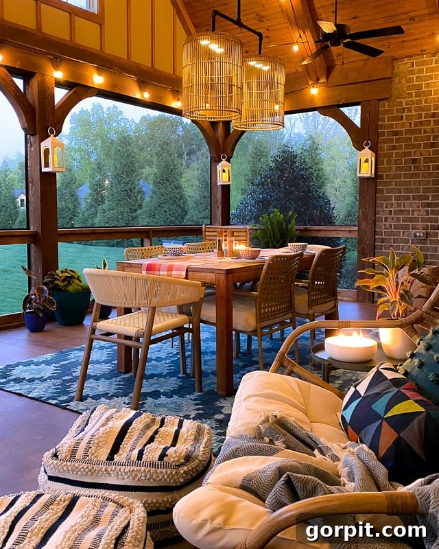 Porch Perfection: Designer Decor and Styling Tips 5 outdoor dining area on screened porch