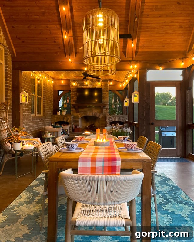 Porch Perfection: Designer Decor and Styling Tips 6 DIY outdoor chandelier and ambient lighting on screened porch