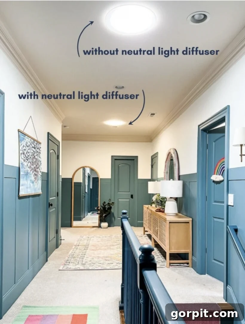 Sun tunnel with and without neutral light diffuser