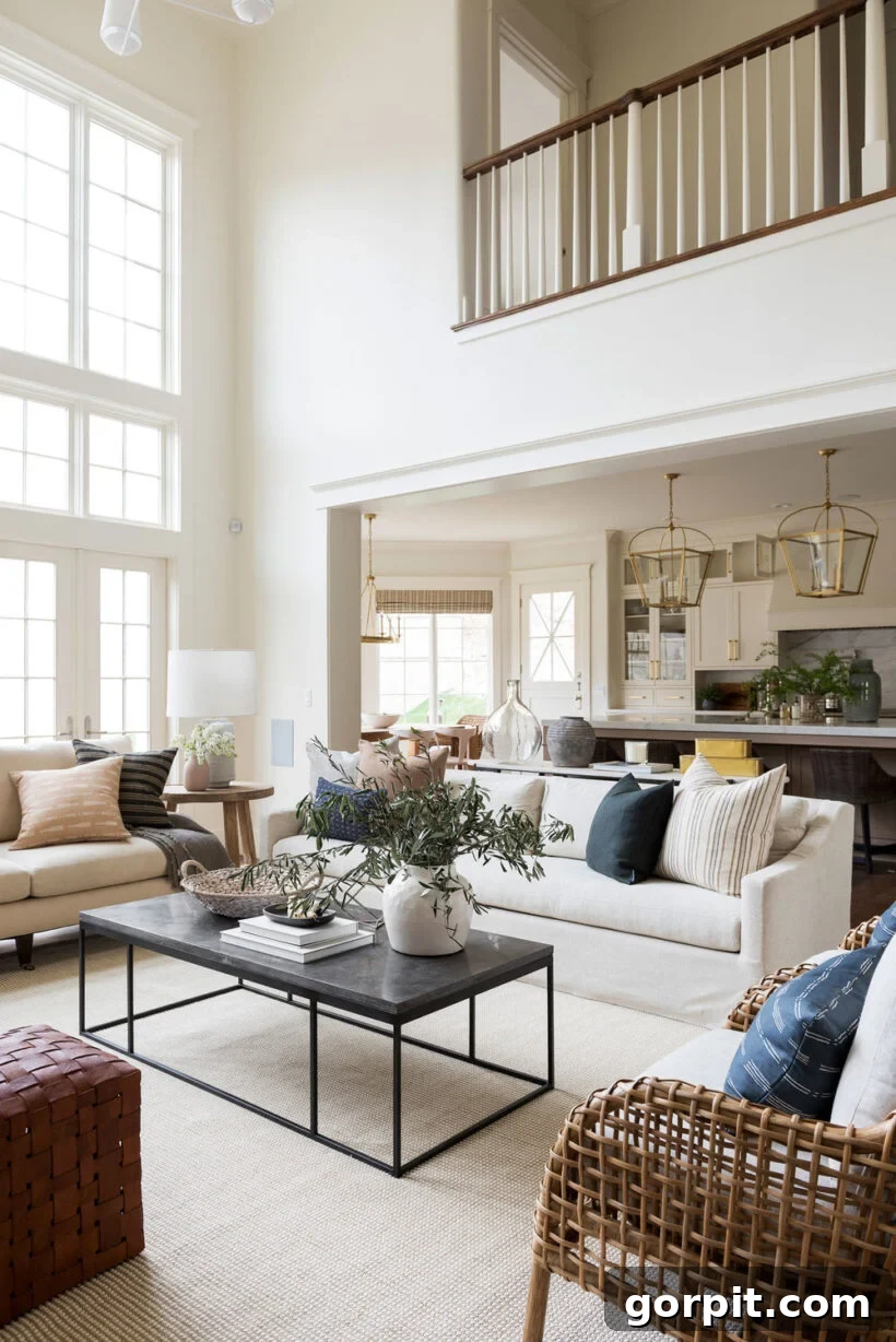 Benjamin Moore Swiss Coffee Your Guide to the Perfect Hue 3 Elegant living space featuring Benjamin Moore Swiss Coffee walls by Studio McGee