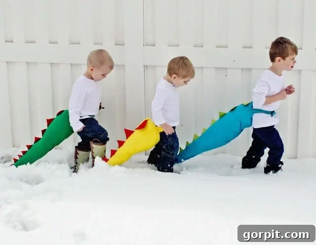 Adorable Homemade Costumes for Little Trick-or-Treaters 13 DIY dragon or dinosaur tails