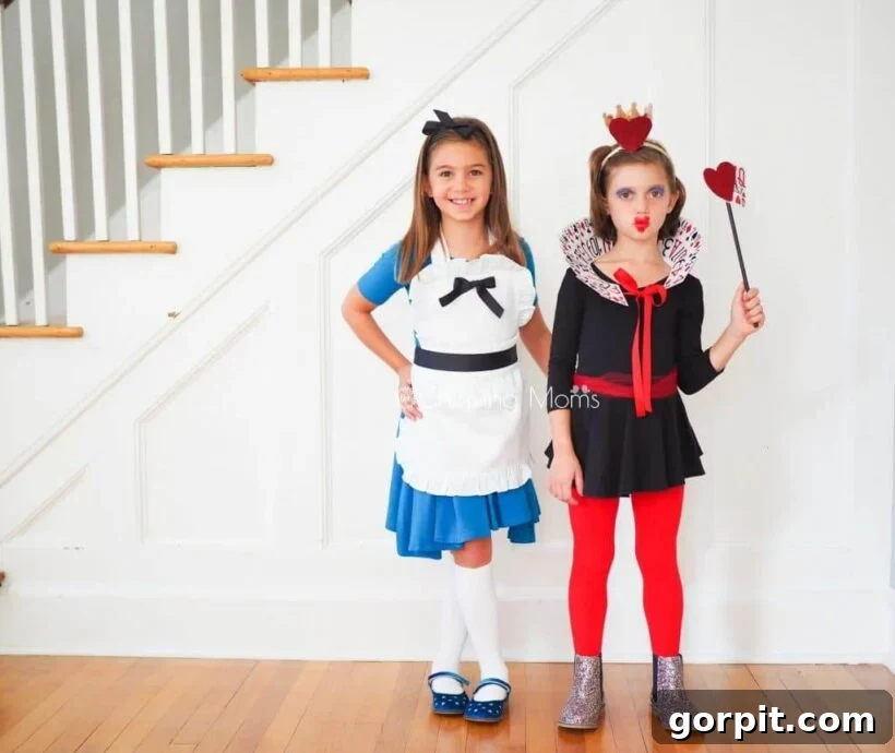 Adorable Homemade Costumes for Little Trick-or-Treaters 7 DIY Alice in Wonderland and Queen of Hearts costumes