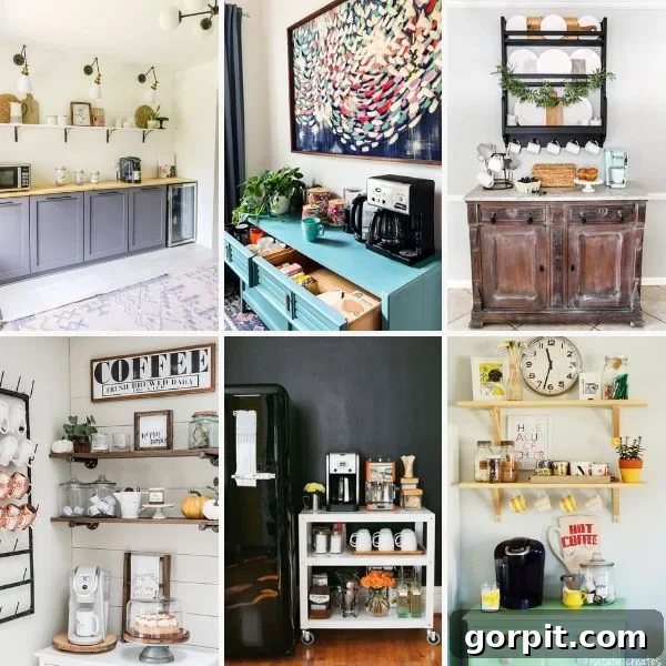 Stylish home coffee bar setup with essential coffee maker and mugs