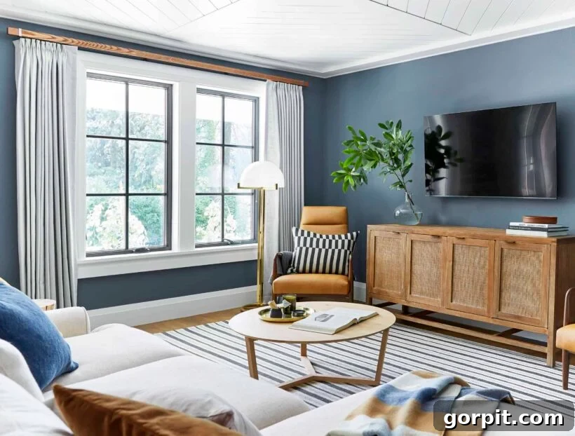 blue gray walls in family room