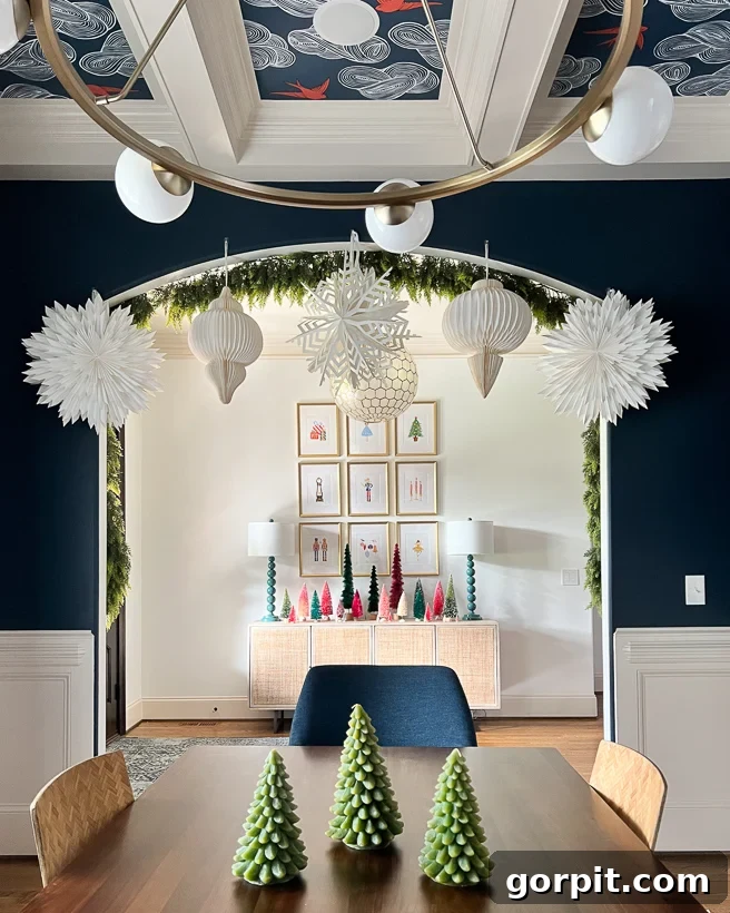 Christmas Dining Room and Entryway with Cohesive Color Palette