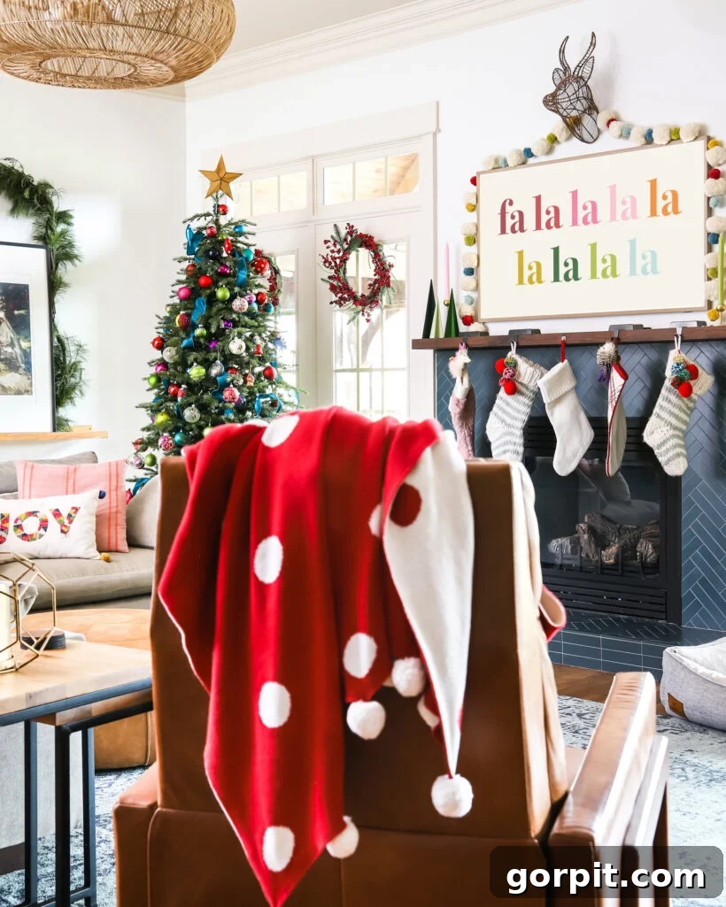 Christmas Family Room with Digital TV Art
